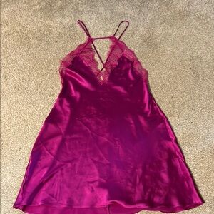 Elegant Pink Lace Trim Nightgown